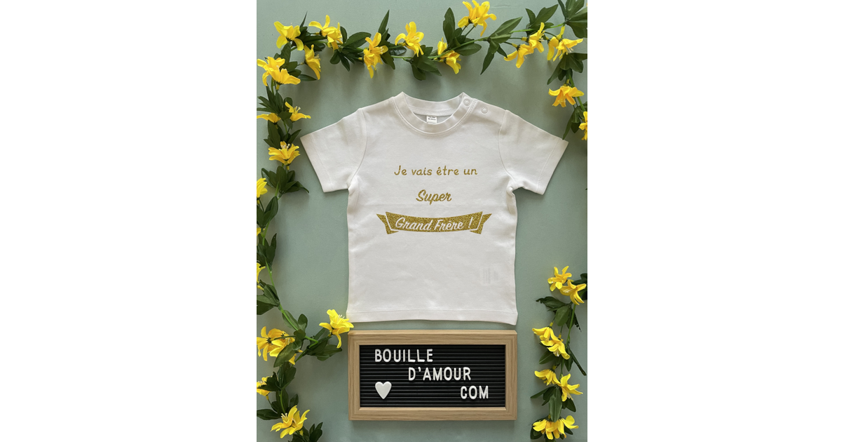 T-shirt personnalisé Super Grand Frère - Bouille d'amour